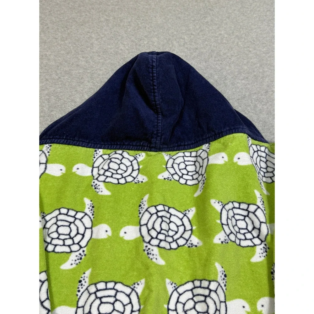Pottery Barn Kids Sea Turtle Hooded Beach Towel Wrap Green Navy Blue Cotton
